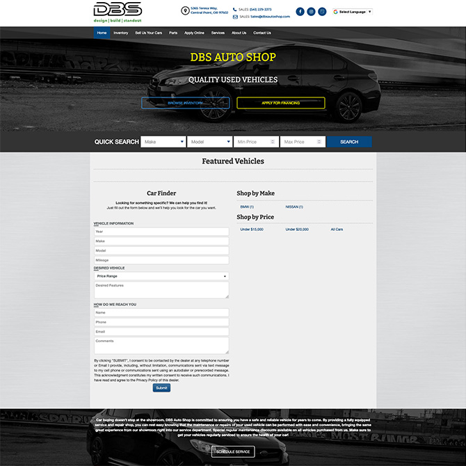 DBS Autoshop website