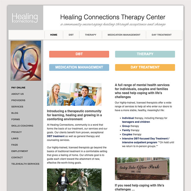 Healing Connections Online website