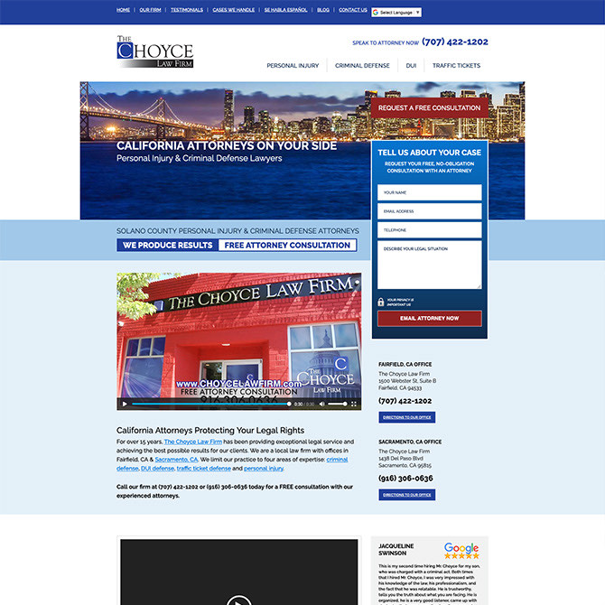 The Choyce Law Firm website