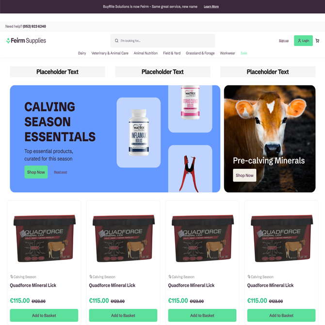 Feirm Supplies website