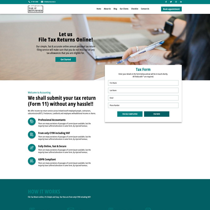 Tax Returned website